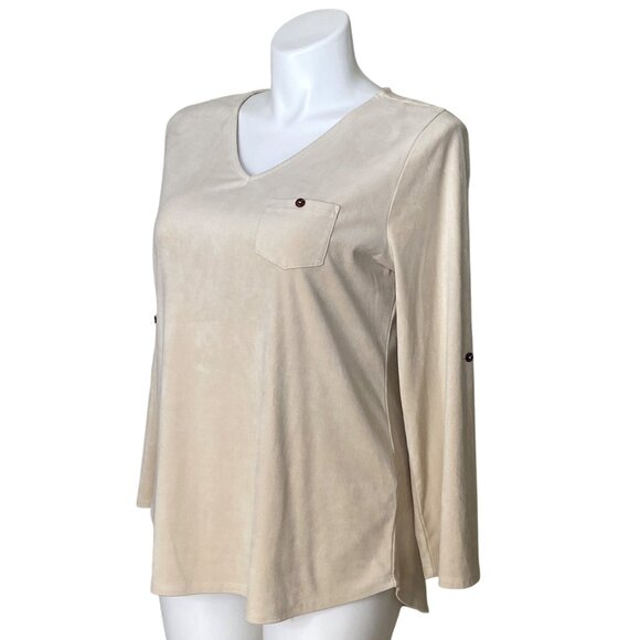 Soft Surroundings Maddox Ultra Soft Tunic Top, Soft Taupe Women's Size L - Picture 8 of 8